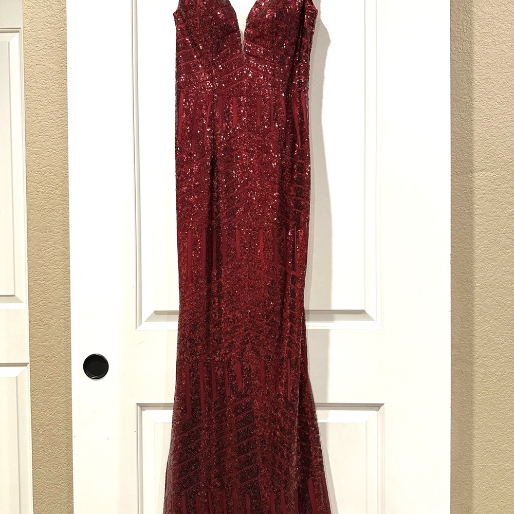 Elegant Red Sequin Gown
